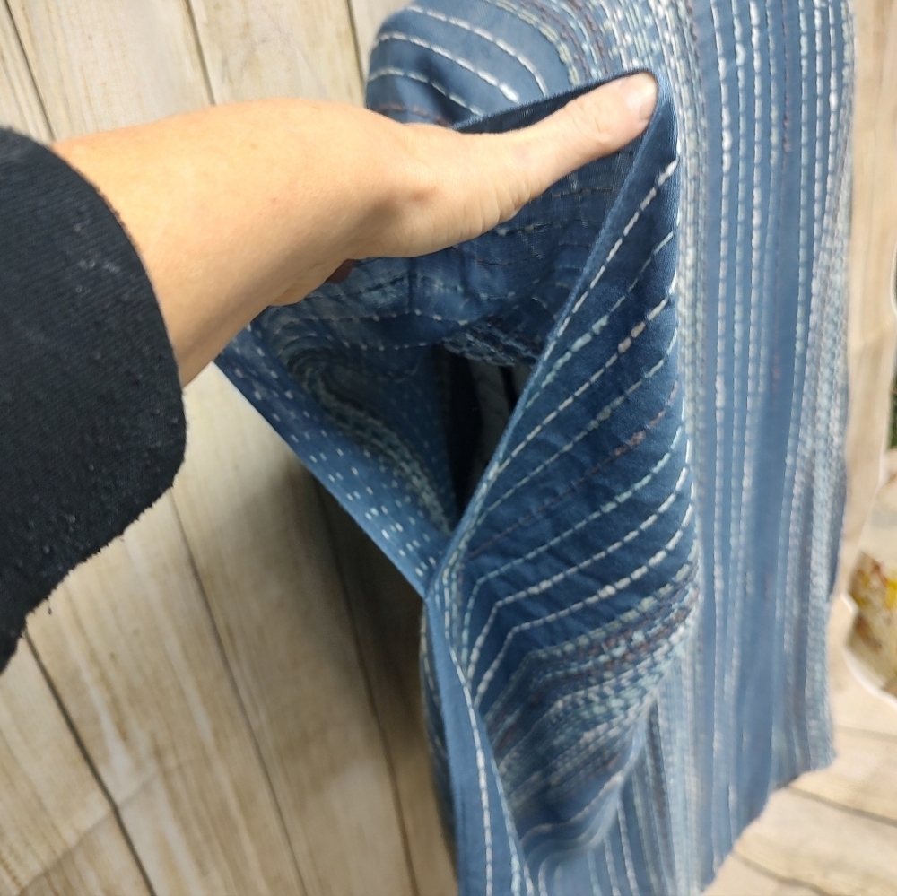 Sonoma Kimono Blue Striped Cardigan Slit Arms One Size - Picture 7 of 14